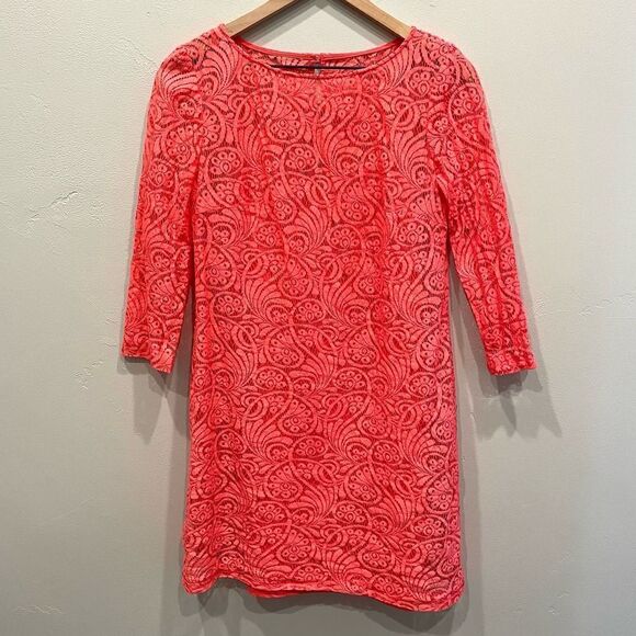 Trina Turk Coral Pink Crochet Lace Mini Dress - Size: 6 - Picture 1 of 11
